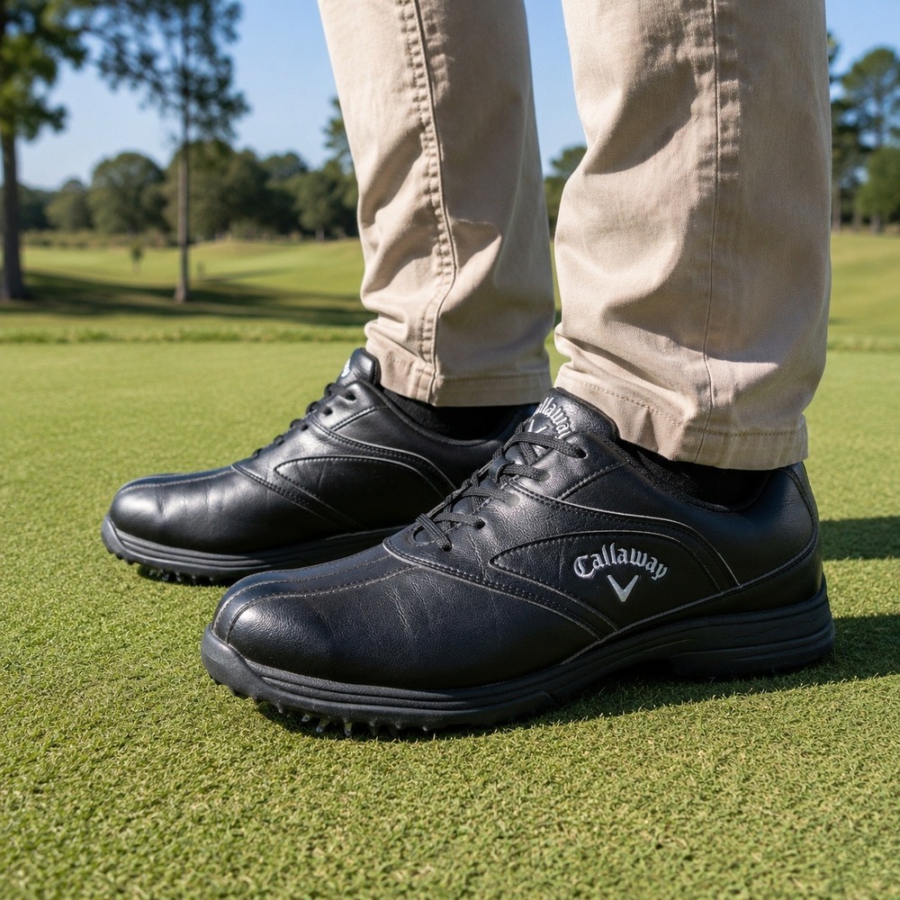 Callaway XTT Hot II Leather Waterproof Golf Shoes Black Spiked Men's Size 11